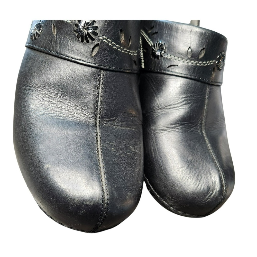Dansko Women Black Leather Floral Embroidered Clogs 40 9821020200 - Picture 5 of 8